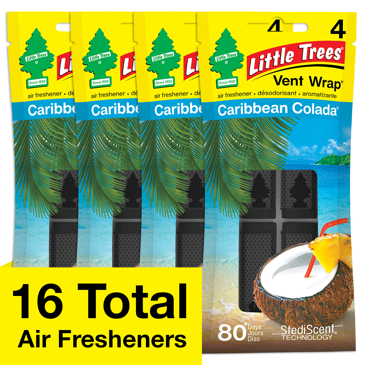 Little Trees Vent Wrap Caribbean Colada Car Air Freshener - CHOOSE QTY